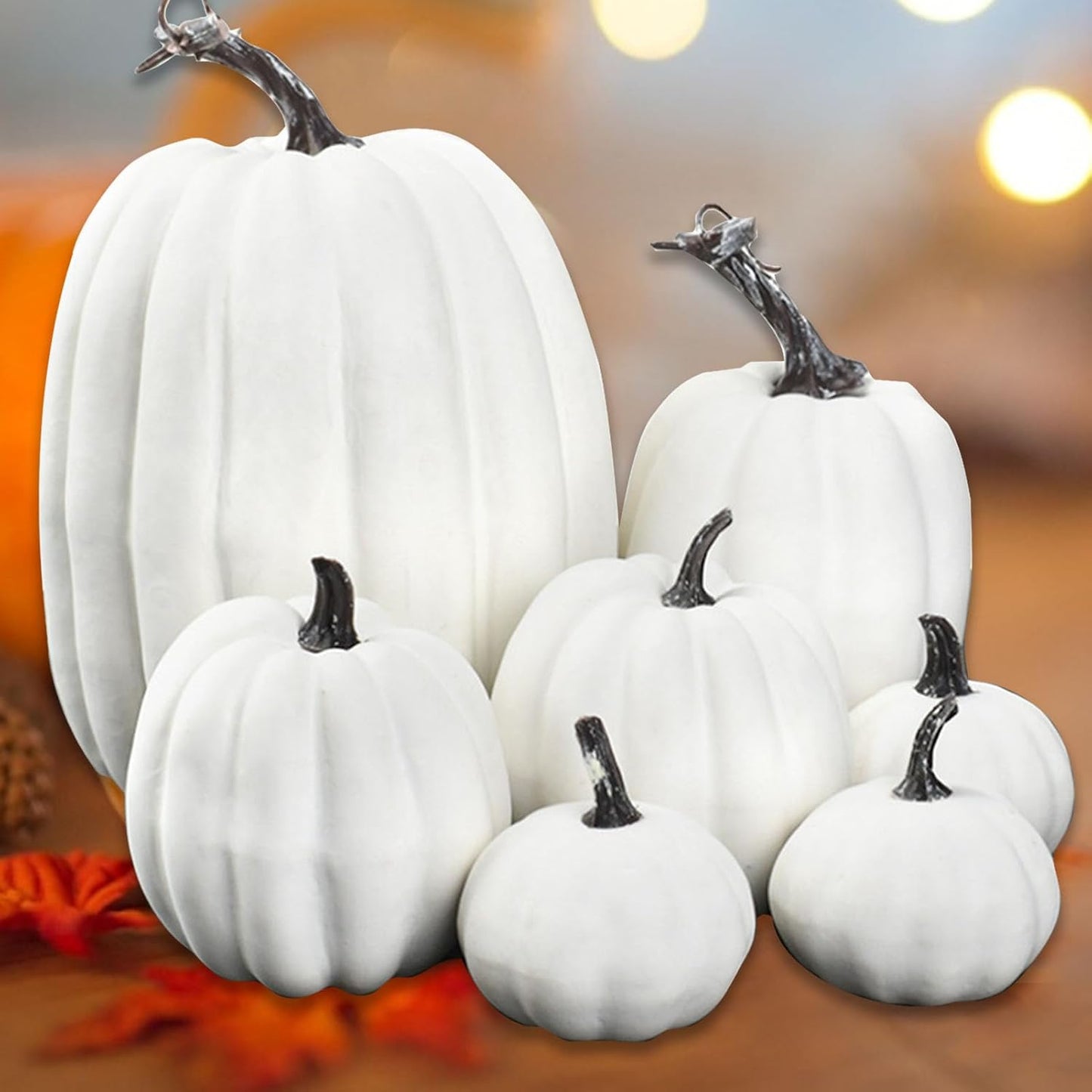 Artificial Pumpkin Decorations – 7 Pcs Set 🎃 Fall, Halloween