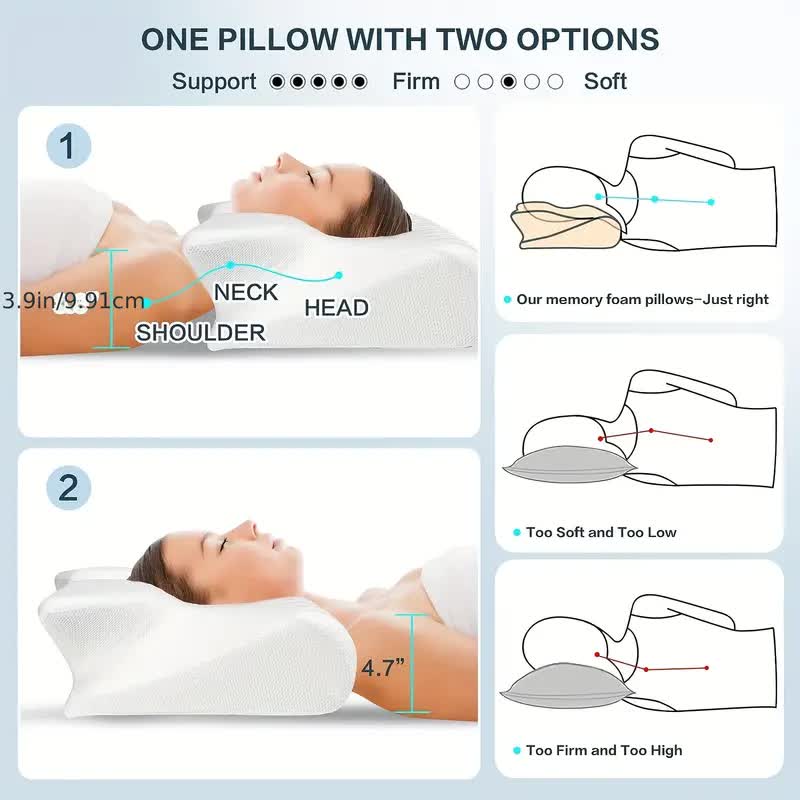 Orthopedic Butterfly Memory Foam Neck Pillow - Comfort & Massage Technology