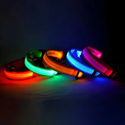 Dog Collar Nylon LED Night Safety Flashing Glow