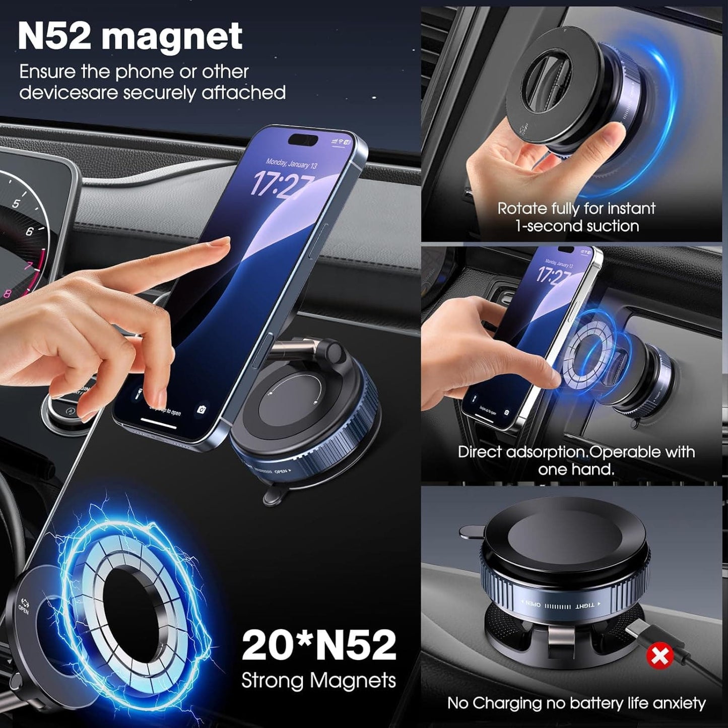 Vacuum Magnetic Phone Holders for Car